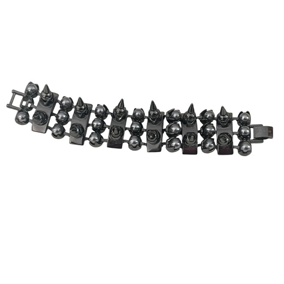 All Saints Haematite Drexel Spike Pearl Bracelet Haematite 8.25” - Picture 3 of 7